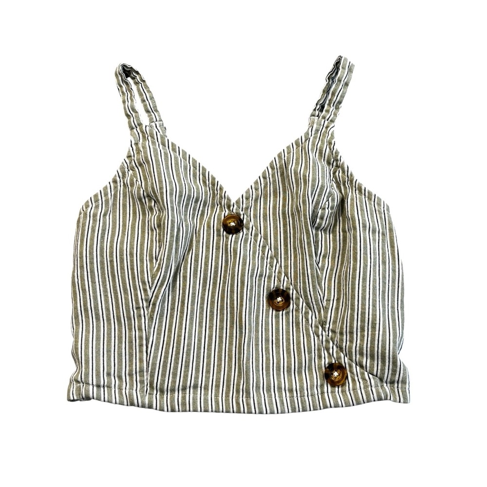 Hollister Striped Faux Wrap Button Front Crop Top Women's Size Small